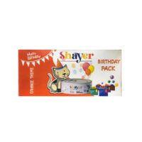 پک کیک تولد گربه شایر رنگ نارنجی با طعم مرغ و ژامبون
