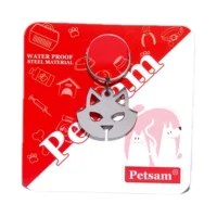 (پتسام) پلاک استیل بیضی طرح گربه