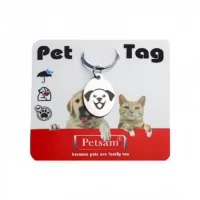 (پتسام) پلاک استیل بیضی طرح سگ و گربه