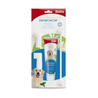 (بیولاین) ست کامل مسواک و خمیردندان با طعم نعناع سگ 100 گرمی