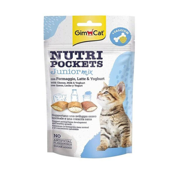 (جیم کت) تشویقی بچه گربه مغز دار NUTRI با طعم میکس شیر و ماست و پنیر 60 گرمی
