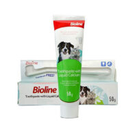 (بیولاین) پک مسواک و خمیردندان کلسیمی سگ و گربه 50 گرمی