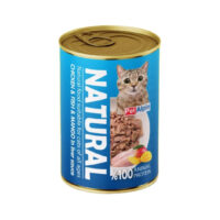 (پت آلپین) کنسرو نچرال گربه با طعم مرغ و ماهی و انبه 380 گرمی