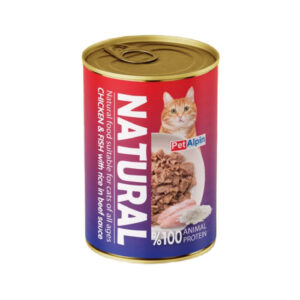 (پت آلپین) کنسرو نچرال گربه با طعم مرغ و ماهی و برنج 380 گرمی