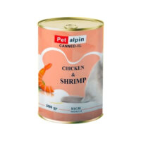 (پت آلپین) کنسرو پته گربه با طعم مرغ و میگو 380 گرمی