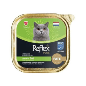 (رفلکس پلاس) ووم گربه عقیم شده با طعم ماهی کاد پته 85 گرمی