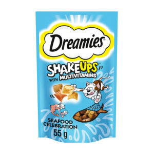 (دریمز) تشویقی گربه مولتی ویتامین Shake Ups با طعم میکس ماهی و میگو 55 گرمی