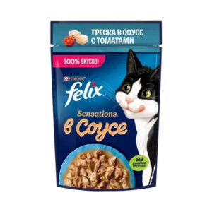 (فلیکس روسی) سوپ گربه با طعم ماهی کاد و گوجه در سس 75 گرمی