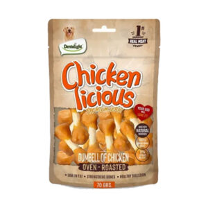 (دنتالایت) تشویقی سگ دمبلی با طعم مرغ 70 گرمی