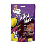 (دنتالایت) تشویقی دنتال اسنک میوه ای مسواکی با طعم گلابی و بلوبری سایز متوسط 5 عددی