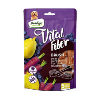 (دنتالایت) تشویقی دنتال اسنک میوه ای مسواکی با طعم گلابی و بلوبری سایز متوسط 5 عددی