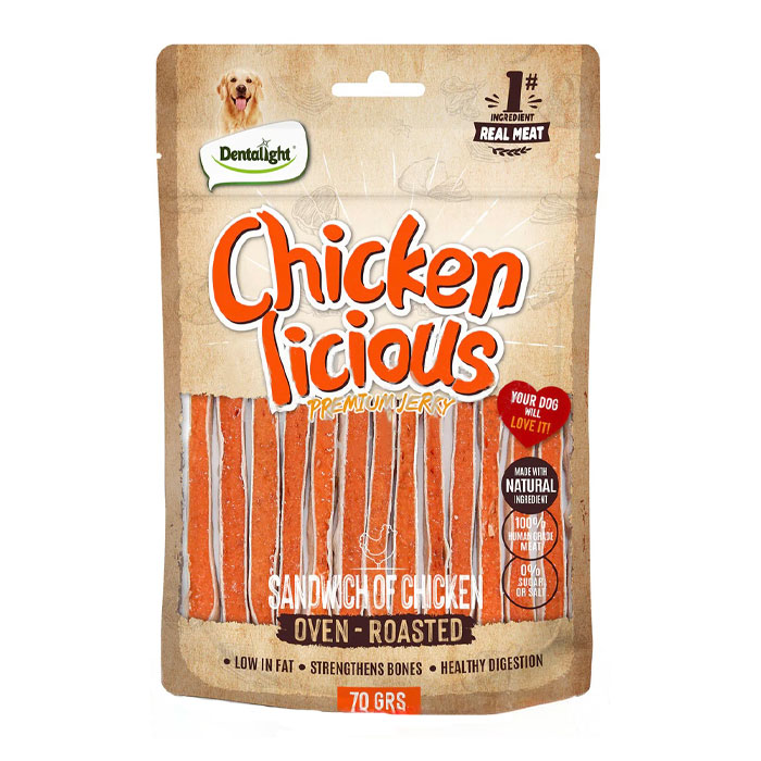 2014855 (دنتالایت) تشویقی سگ نرم با طعم ساندویچ مرغ 70 گرمی