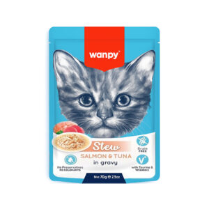 (ونپی) سوپ بچه گربه با طعم ماهی سالمون و تن تکه ای در سس 70 گرمی