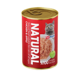 (پت آلپین) کنسرو نچرال گربه با طعم مرغ و سیب 380 گرمی