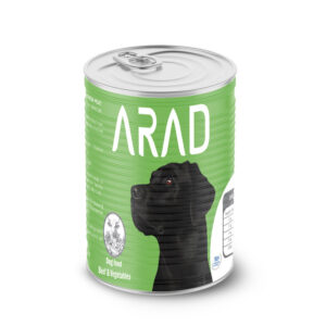 (آراد) کنسرو پته مخصوص سگ با طعم گوشت و سبزیجات 380 گرمی